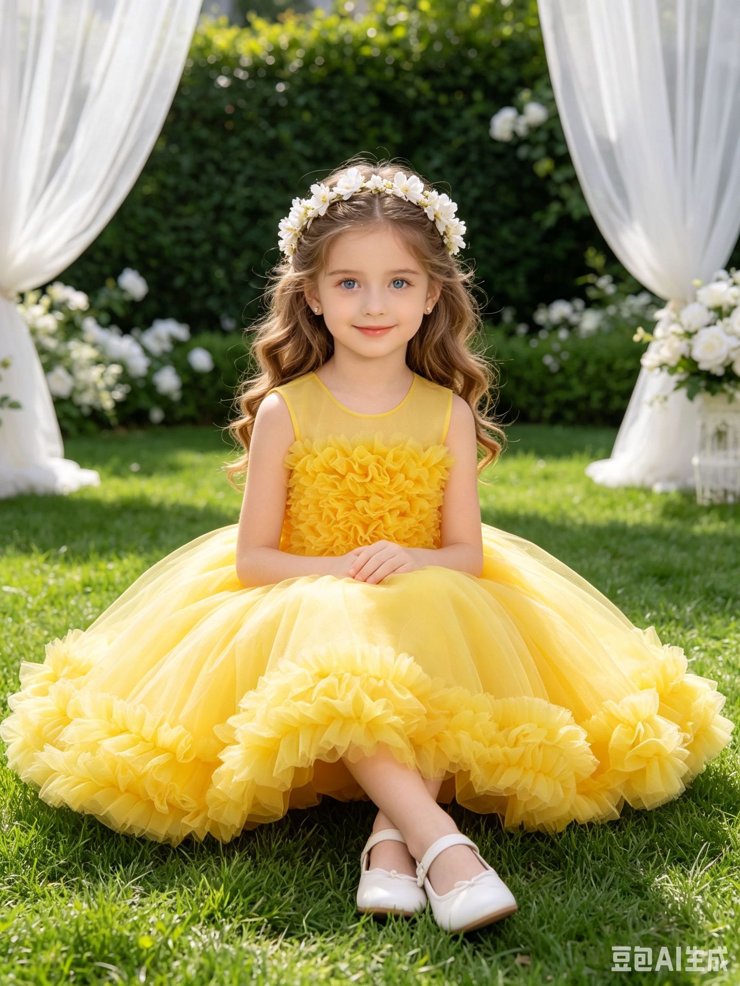 Girls' Formal Dress, Festive Performance Outfit, Tulle Puffy Dress photo 3