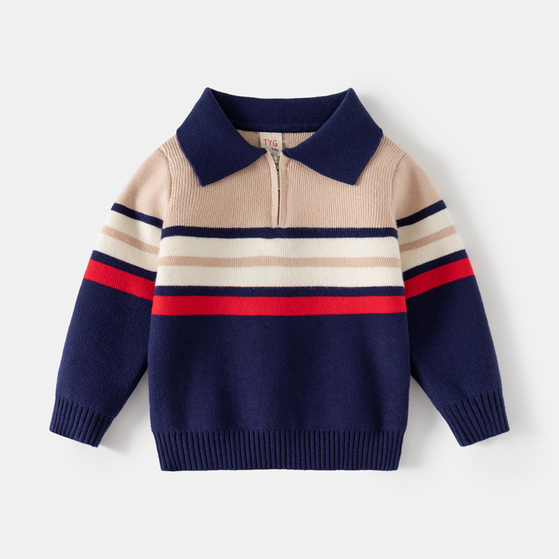 Fashionable Childrens Clothing Boys Lapel Sweater photo 1