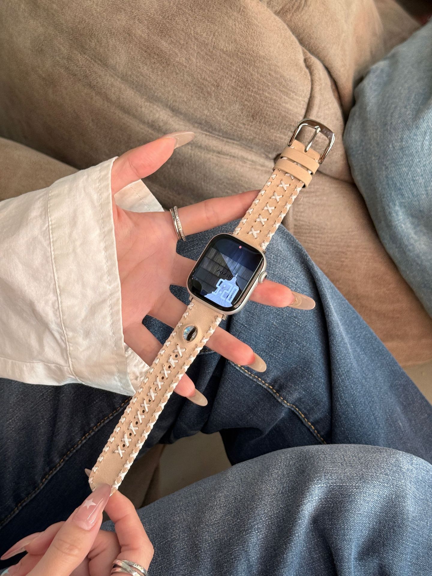 Fashionable Cat-eye Glazed Handmade Stitched Watch Strap photo 3