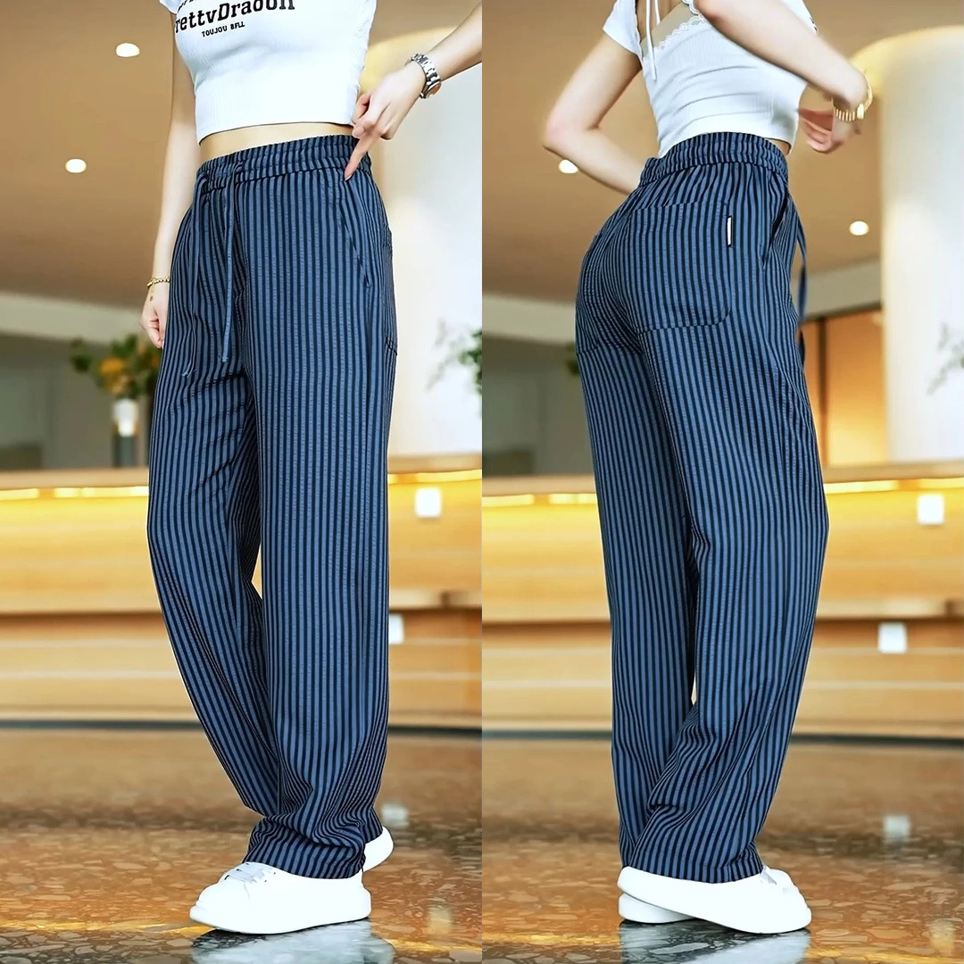 Versatile Relaxed-fit Niche Striped Casual Pants photo 2
