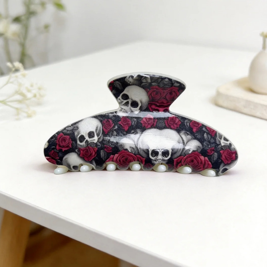 Colorful Skull And Flower Hair Clip Accessory photo 2