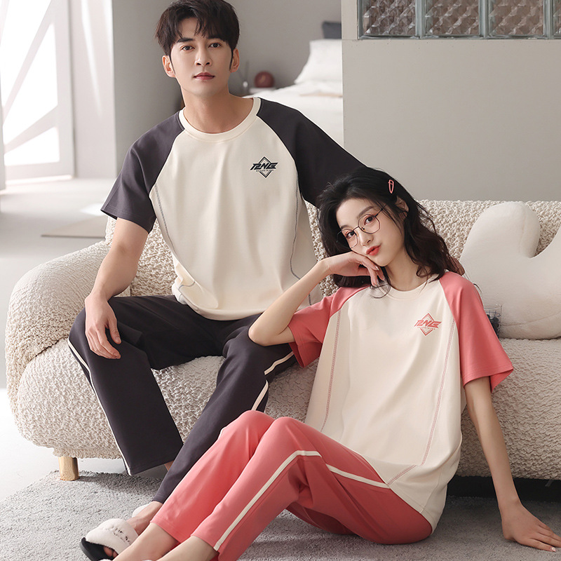 Couple Pajamas Men's Cotton Red Animal Year Trousers Short Sleeve Home Clothes Set photo 7