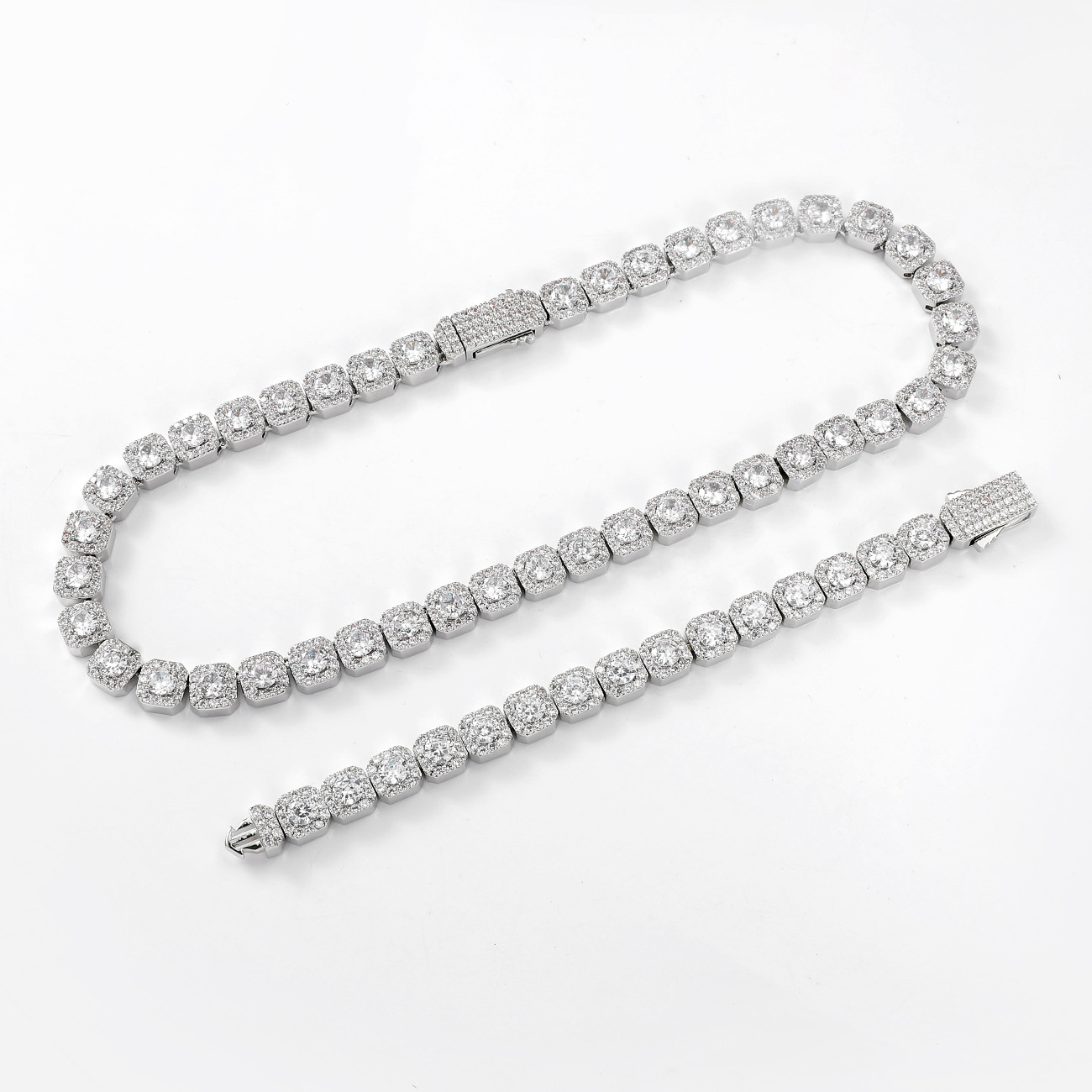 Square-cut Diamond Hip-hop Cuban Chain Necklace photo 2