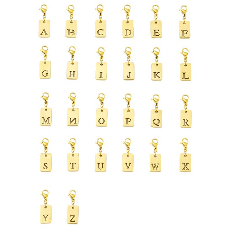 Titanium Steel Bracelet Necklace Square-Shape Accessories With 26 Letters Jewelry photo 5