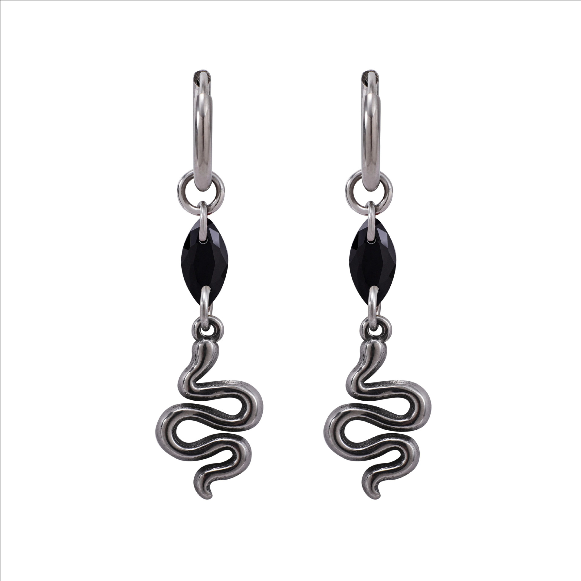 Serpentine Hip-hop Titanium Steel Earrings photo 3