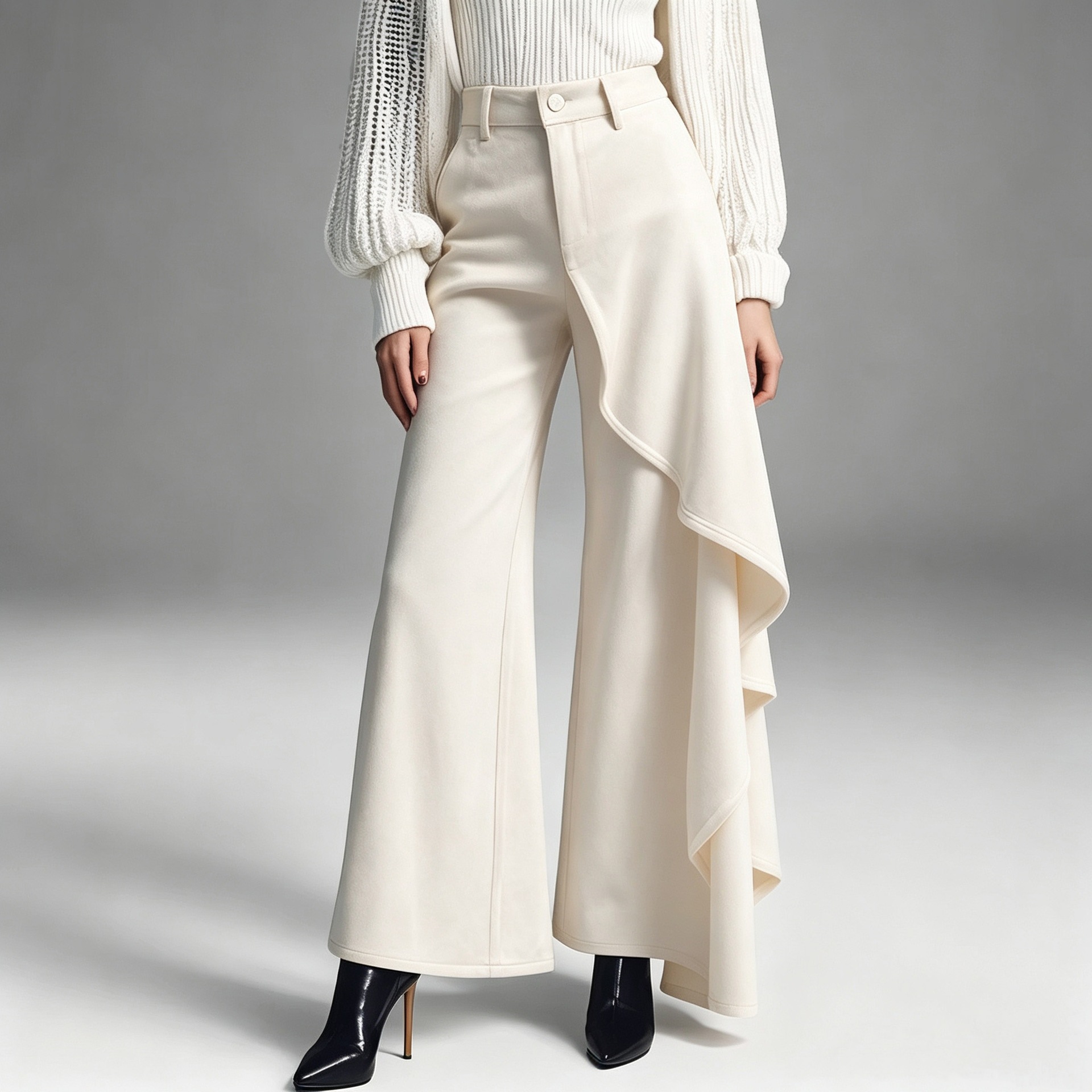 New Autumnwinter Womens Long Pants With A Structured Draped Design And Patchwork Details photo 2