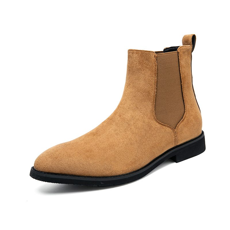 Velvet-lined British-style Pointed-toe Trendy Casual Slip-on Work Leather Boots photo 2