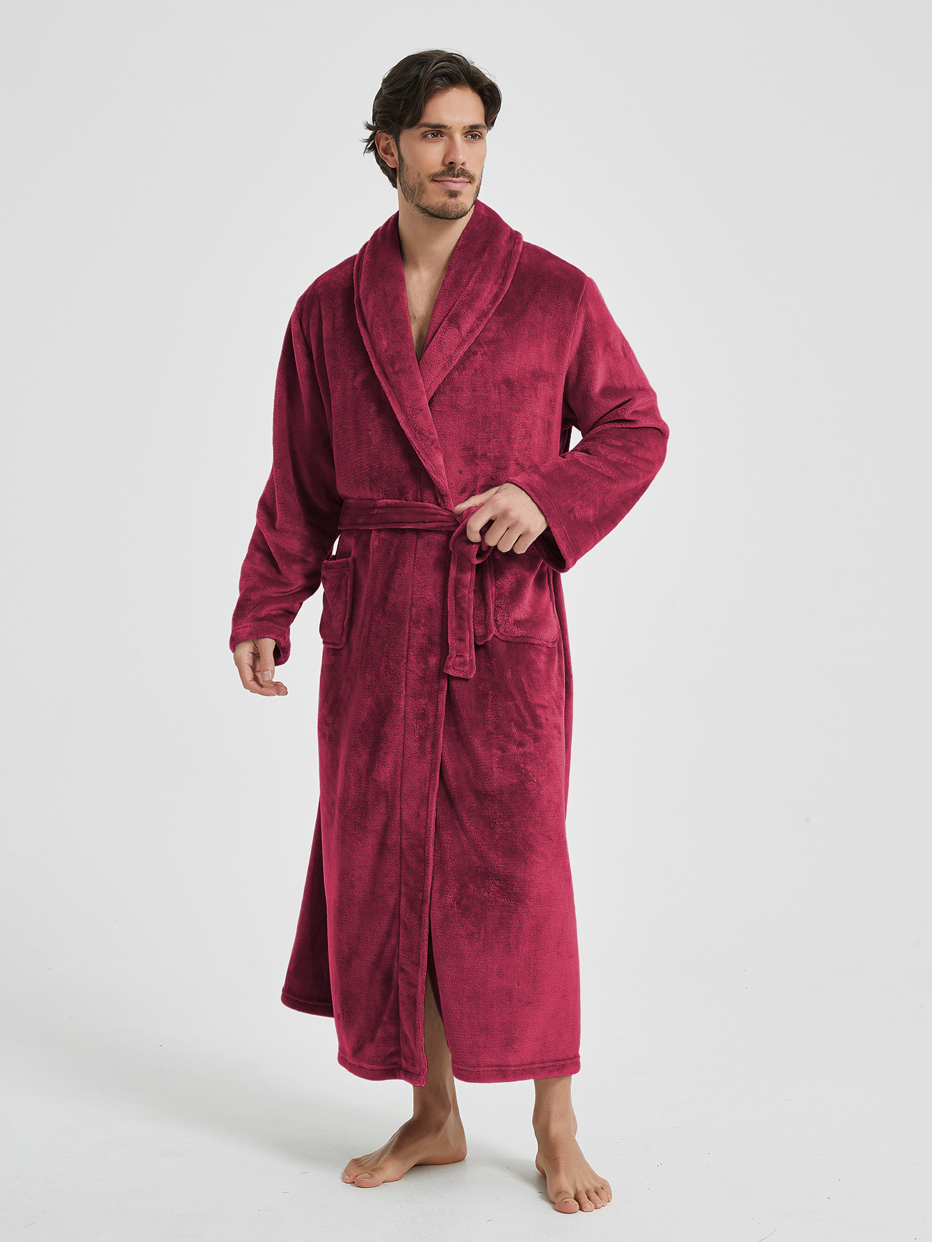 European And American-style Flannel Men's House Robe photo 5