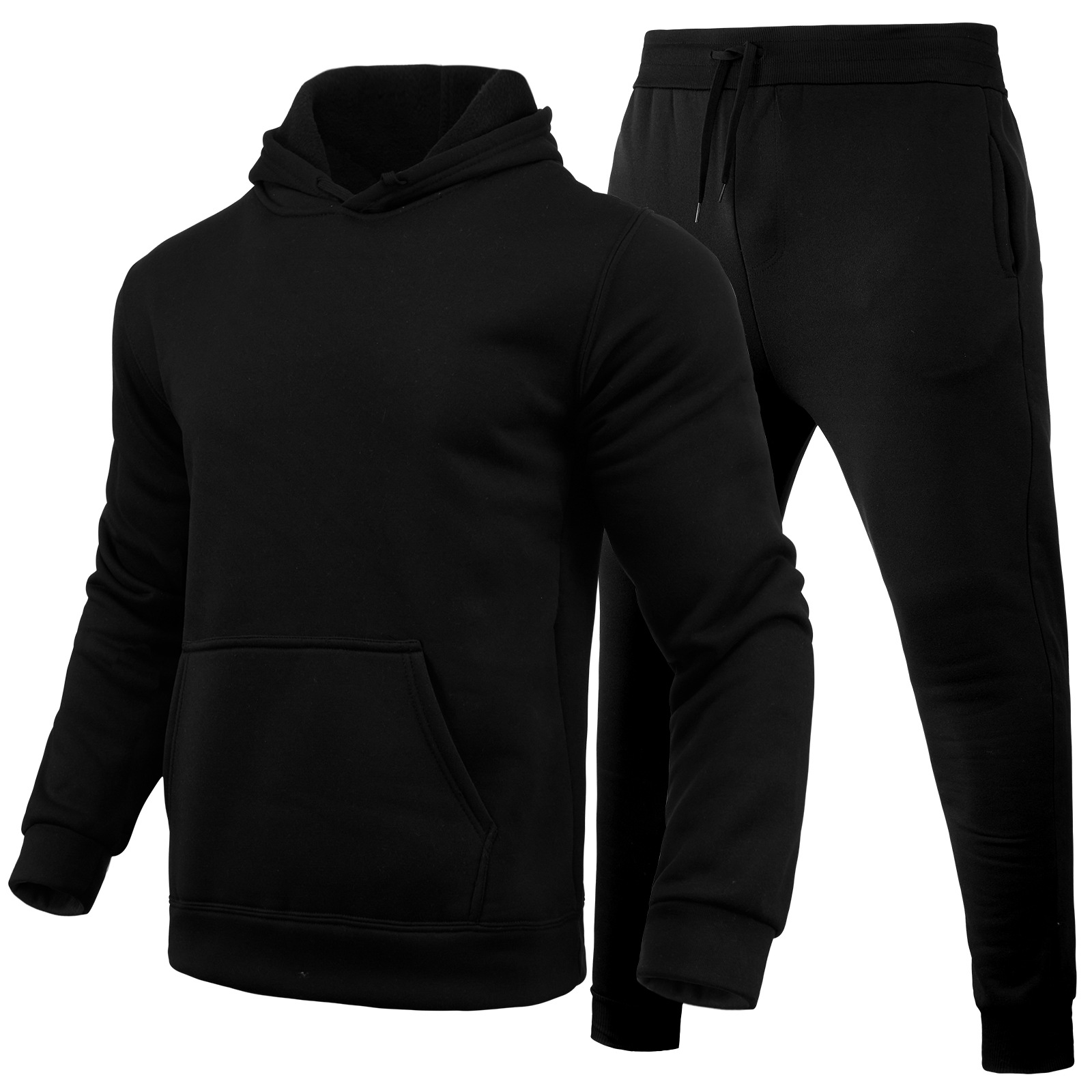 Slim-fit Solid Color Hoodie Set Urban Casual photo 1