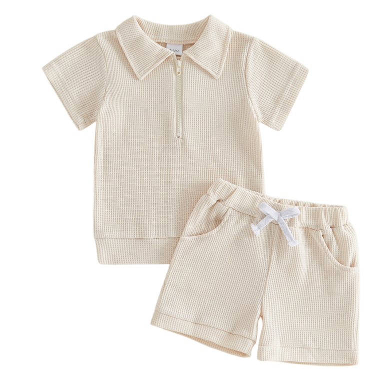 Boys And Girls Two-piece Set With A Lapel Collar And Shorts photo 2