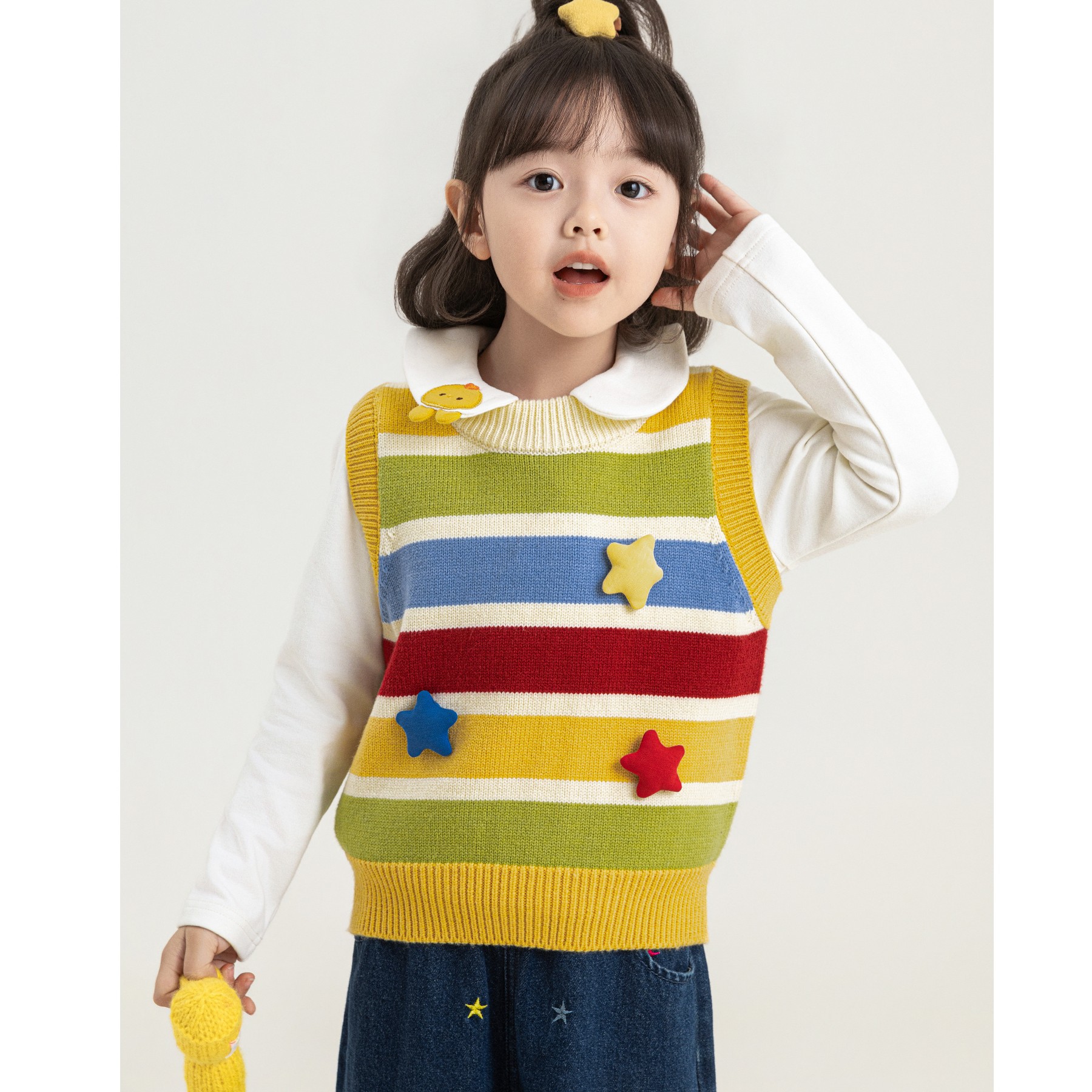 Children's Colorful Striped Knitted Vest photo 2
