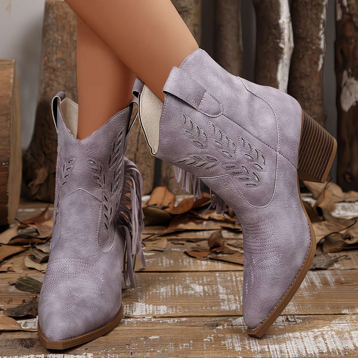 New Autumnwinter Western-style Cowboy Boots With A Pointed Toe And Chunky Heel photo 5