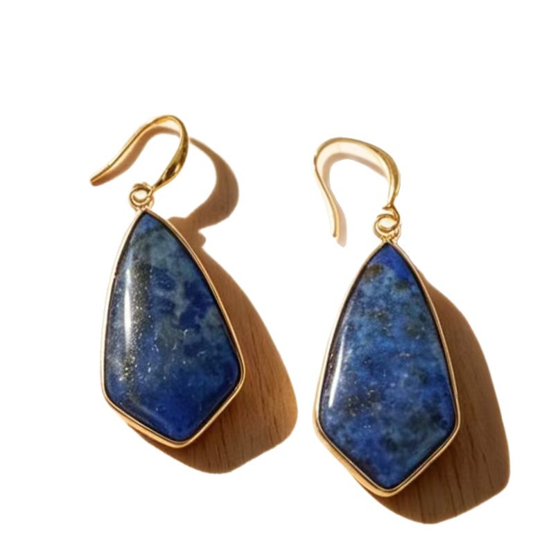 Natural Stone Drop With Edging Irregular-shaped Stone Earrings photo 6