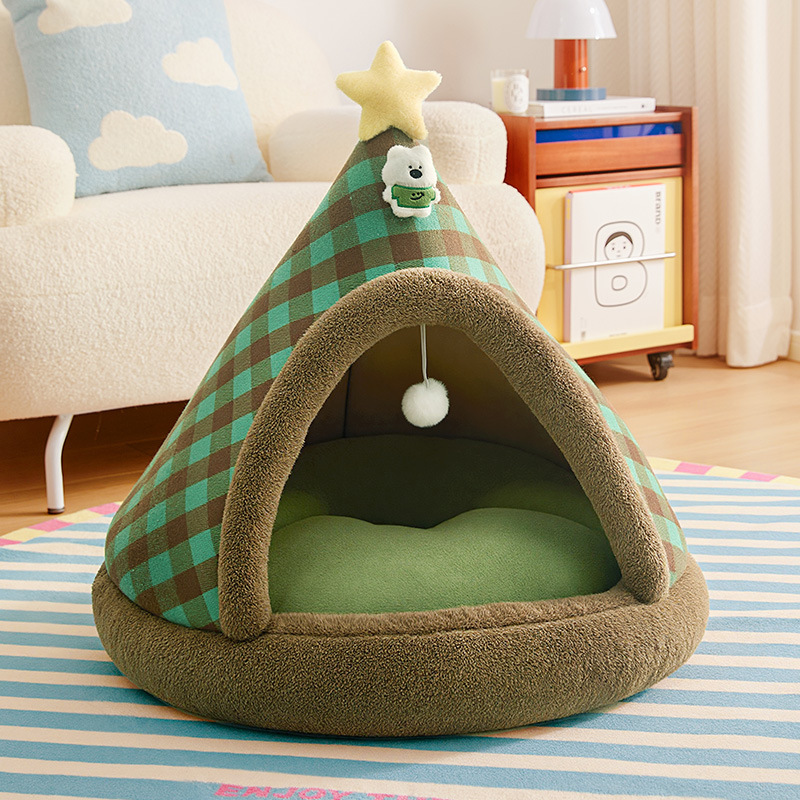 Four-Season Universal Closed-Style Christmas Cat Bed With A Sense Of Security photo 5