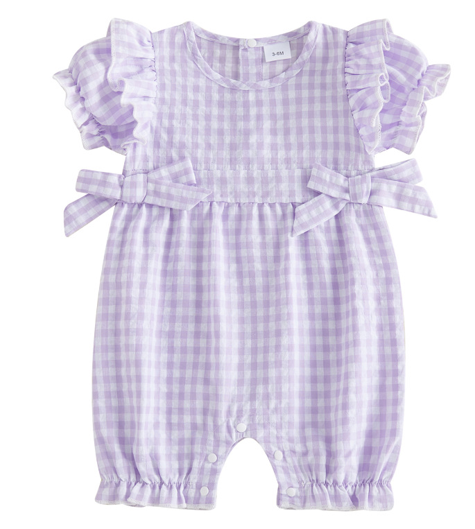 Summer New Arrival Baby Girls Plaid Onesie photo 3