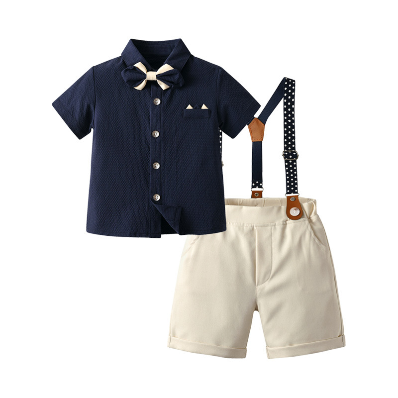 British-style Formal Suit Boys Short-sleeved Suspender Pants Mens photo 3