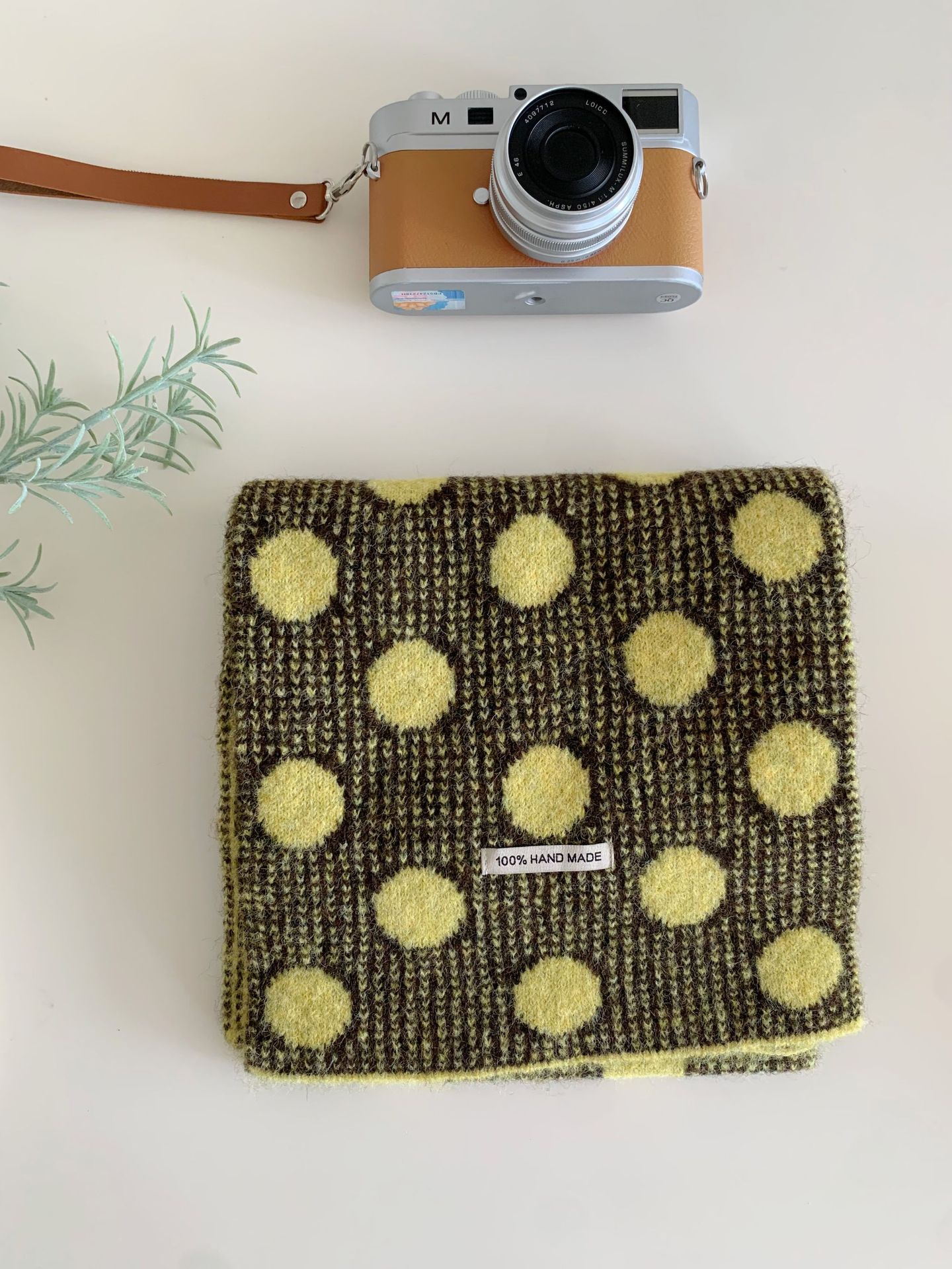 Korean-style Retro Polka-dot Knitted Scarf For Women photo 6