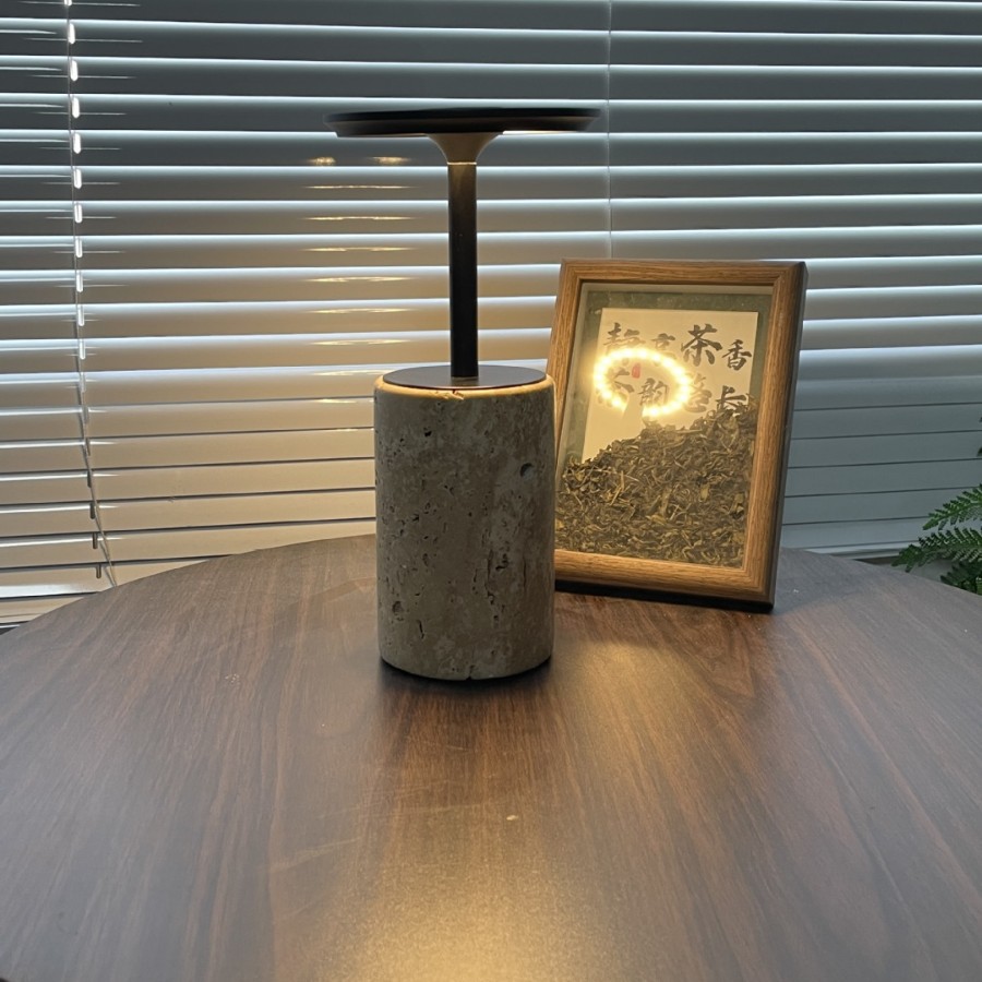 Nordic Minimalist Modern Travertine Table Lamp photo 1