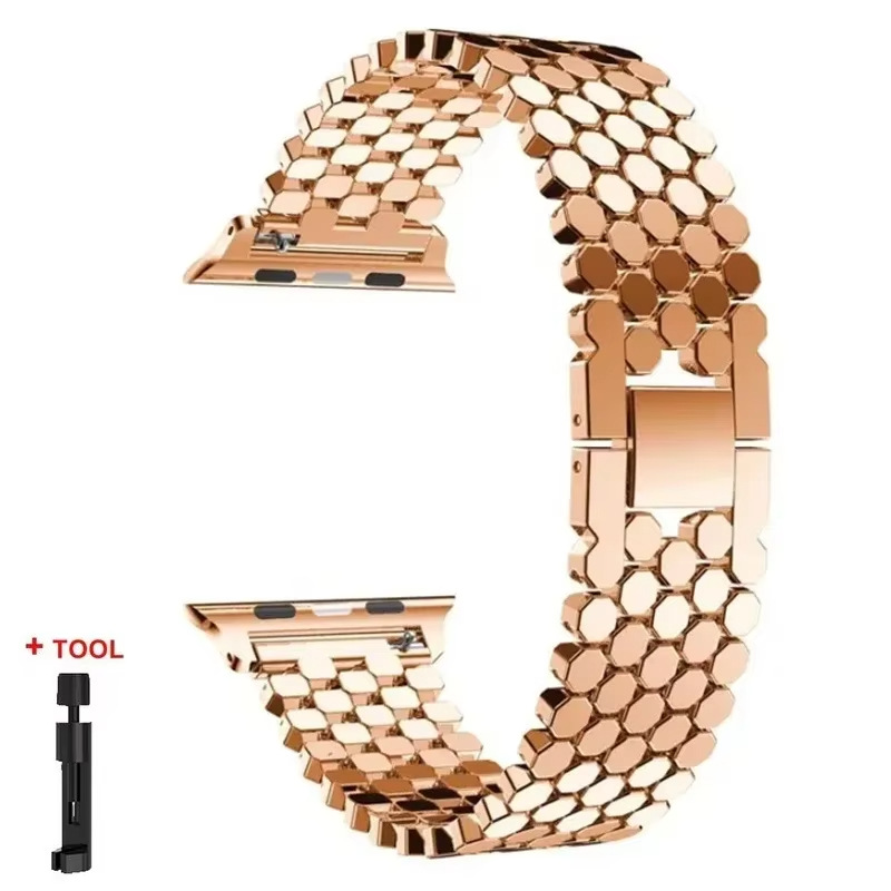 Suitable For Watch Straps Fish-scale Pattern Honeycomb Metal Strap photo 5