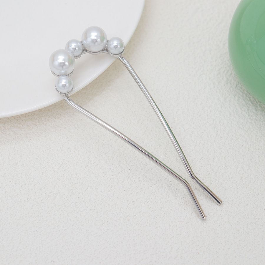 Fashion All-match Simple Pearl U-shaped Hair Clasp photo 3