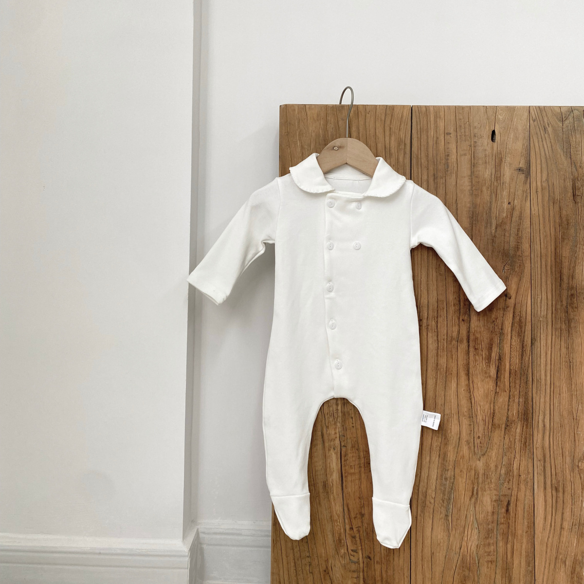 Newborn Clothes Peter Pan Collar Open Chest Jumpsuit photo 3