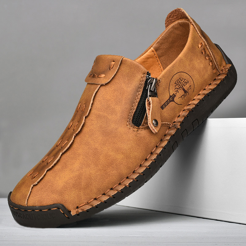Men's Plus Size Zipper Leather Shoes photo 1