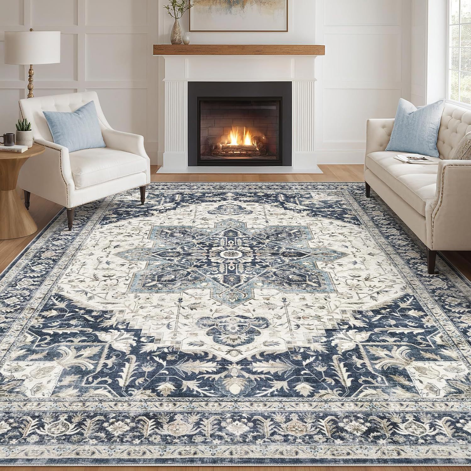 Persian-style Faux Cashmere Washable Floor Mat photo 3