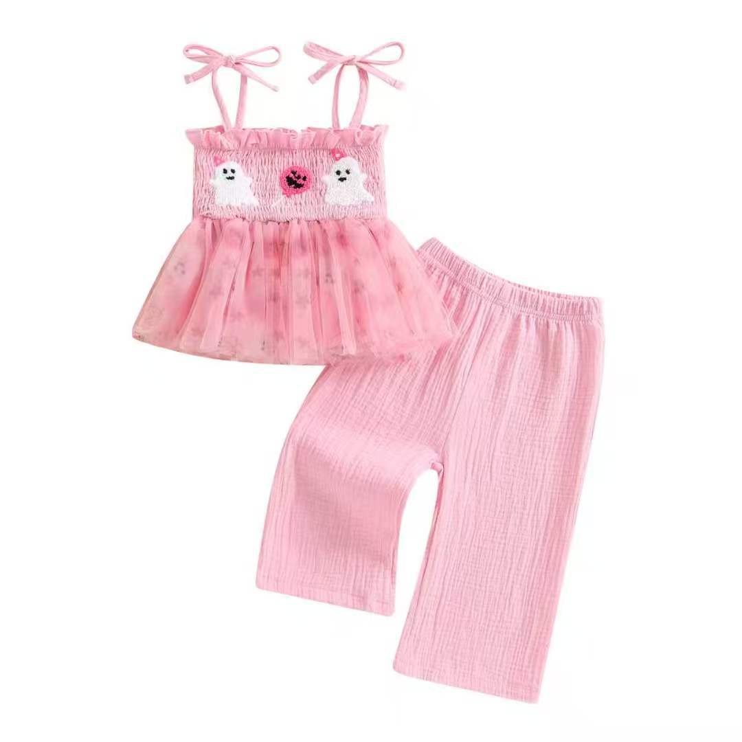 One-year-old Girls Peach-colored Romper And Strap Dress For Her First Birthday photo 2