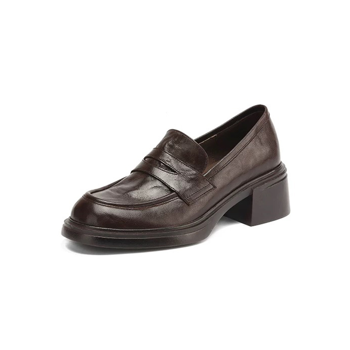 Retro Chunky-heeled Womens Slip-on Round-toe Pumps photo 7
