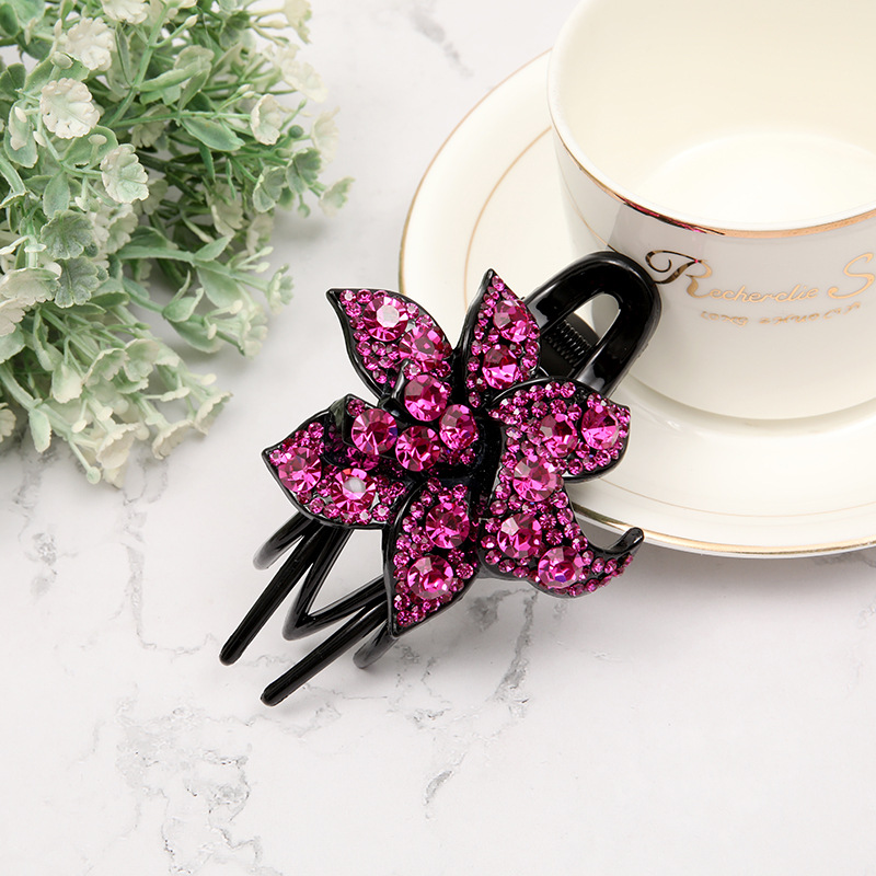 Womens Hair Clip Head Flower Three-prong Duckbill photo 4