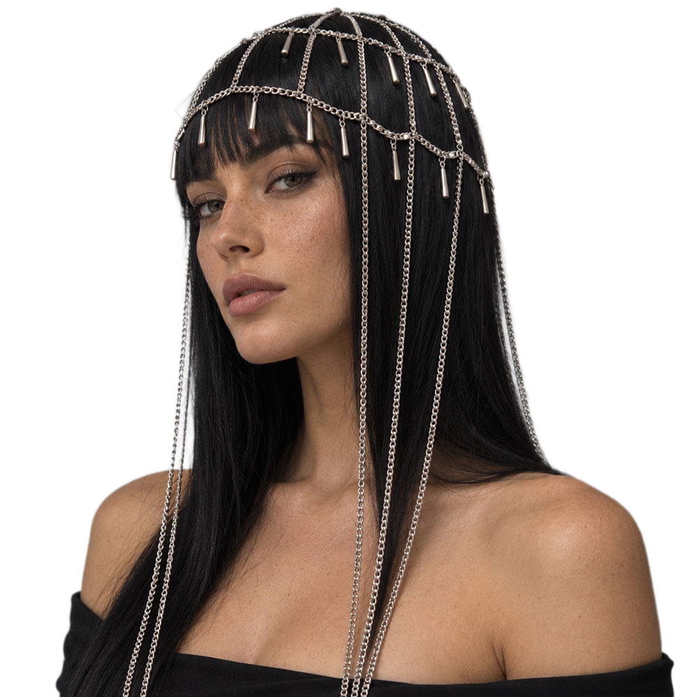 European And American Retro Mesh Tassel Hair Chain photo 3