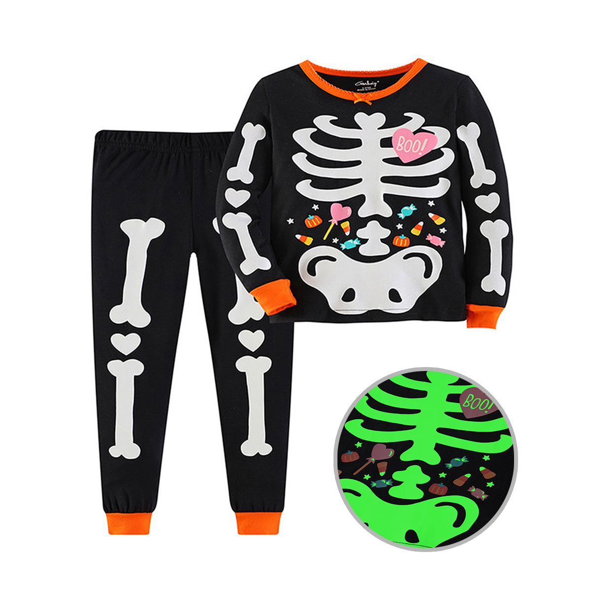Halloween Kids' Home Wear Luminous Printed Pajamas Outfits photo 3
