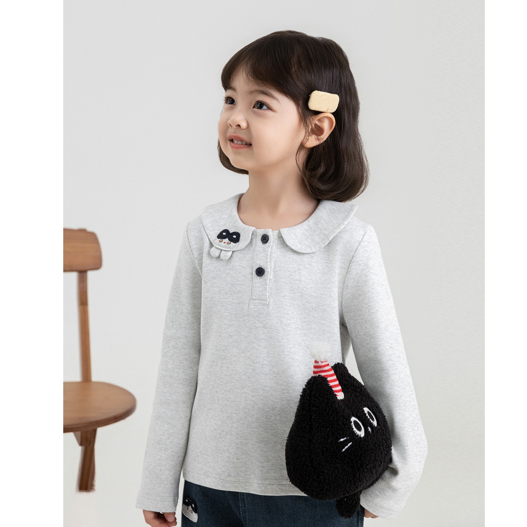Girls' High-Elastic Embroidered Solid-Color Top photo 4