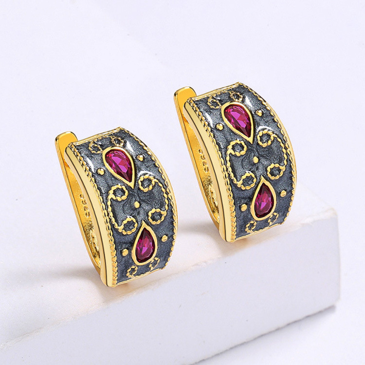 Classic Retro Exquisite Enamel Jewelry Three-piece Set photo 5