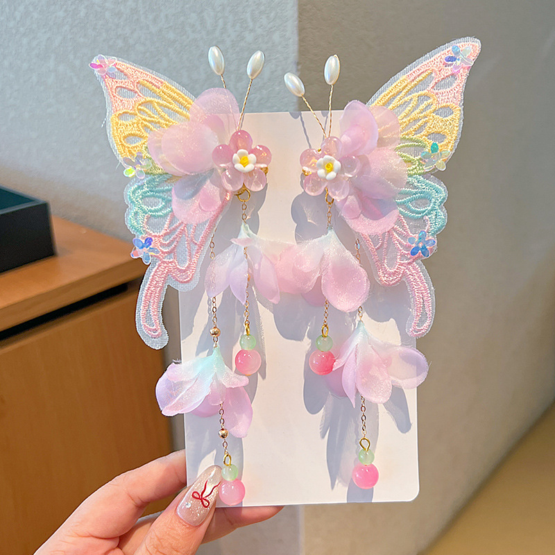 Large Butterfly Hair Clip Silk Flower Side photo 7