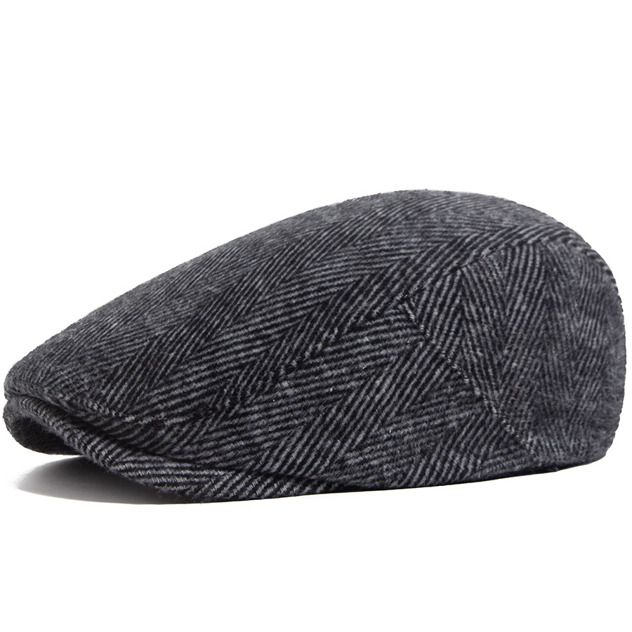 Beret Men's British Vintage Newsboy Casual Herringbone Forward Peaked Cap photo 6