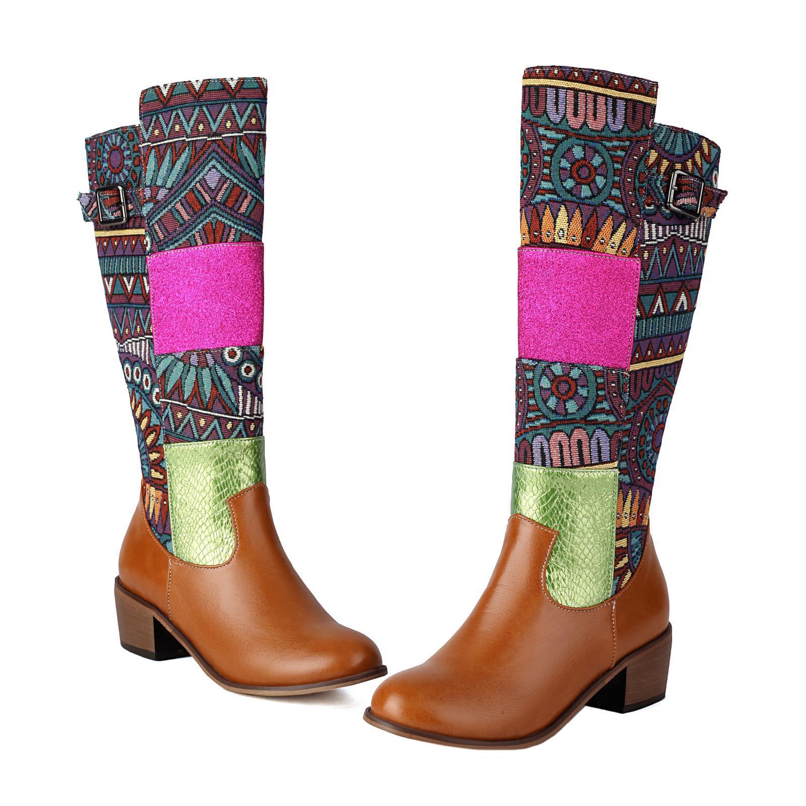 Vintage Ethnic-style Embroidered Patchwork High-top Boots photo 4