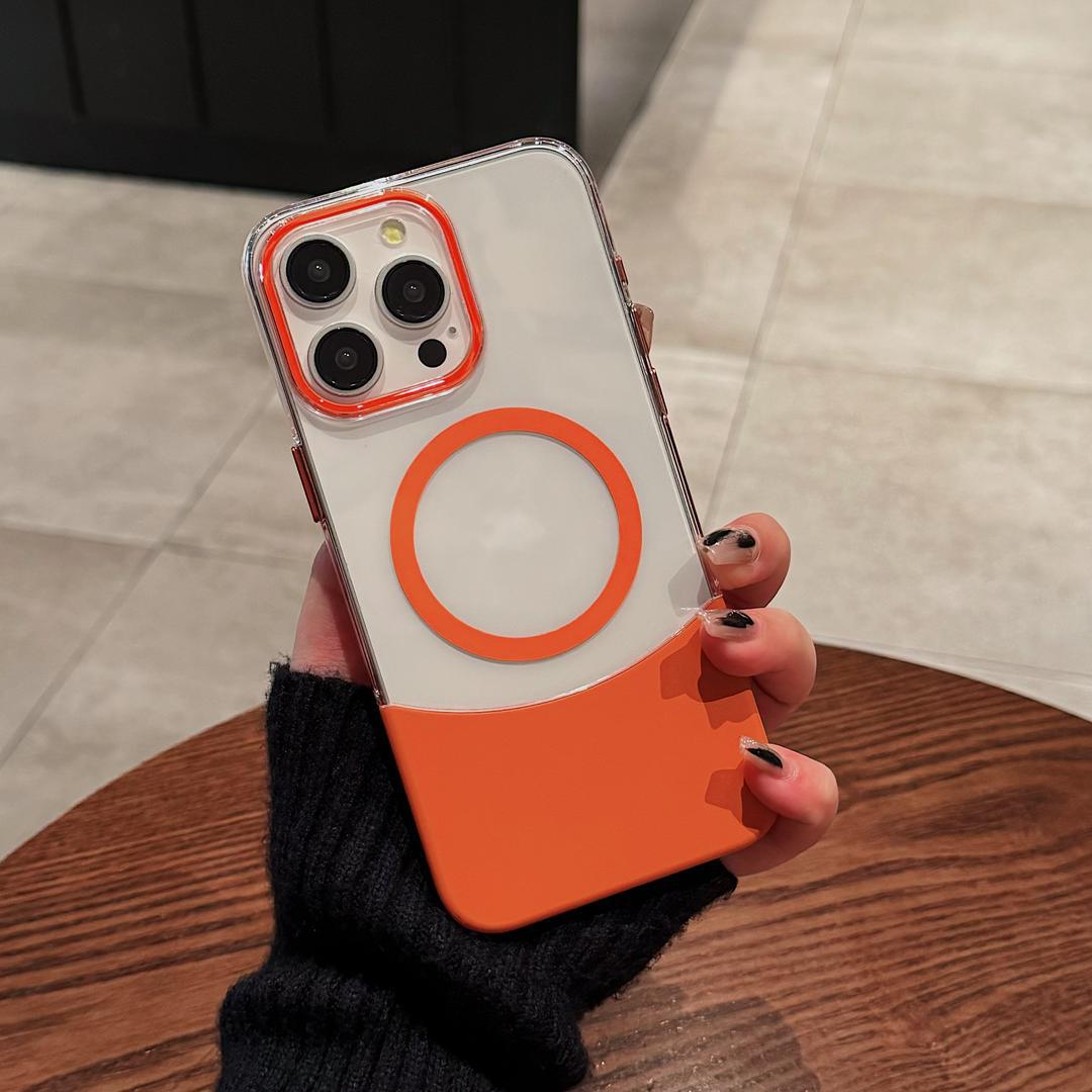 Phone Case Magnetic Up And Down Plug AF Transparent Stitching Two-color Protective Sleeve photo 4
