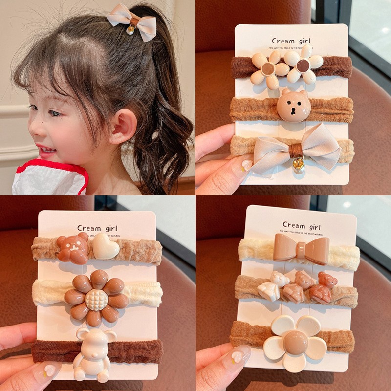 Milk Coffee-colored Little Bear Hair Tie For Girls Gentle On Hair photo 7