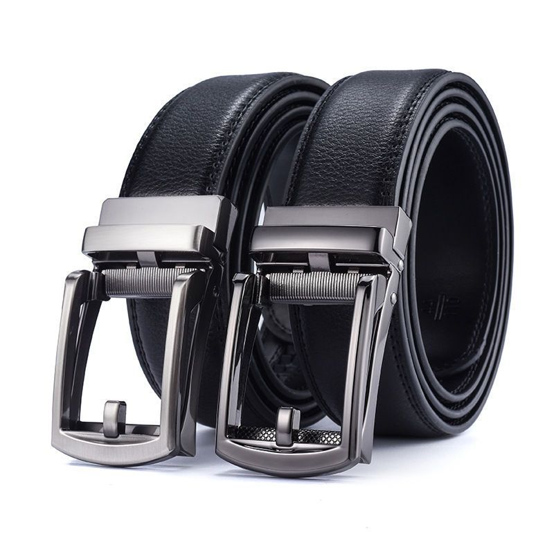 Mens Automatic Buckle Two-layer Cowhide Fashion Belt photo 1