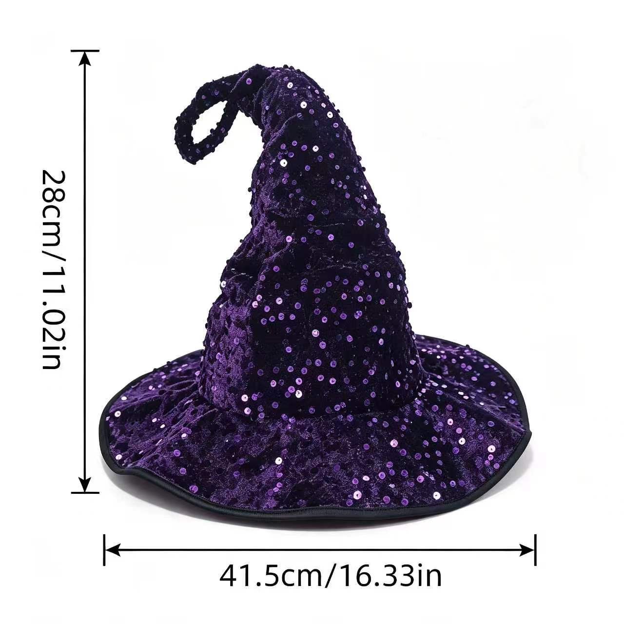 Halloween Sequin Witch Hat - Sparkly Costume Headwear for Holiday Party Decorations and Cosplay Accessories photo 5