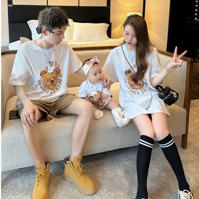 New Summer Cotton Parent-child Outfits Tops For A Family Of Three photo 2