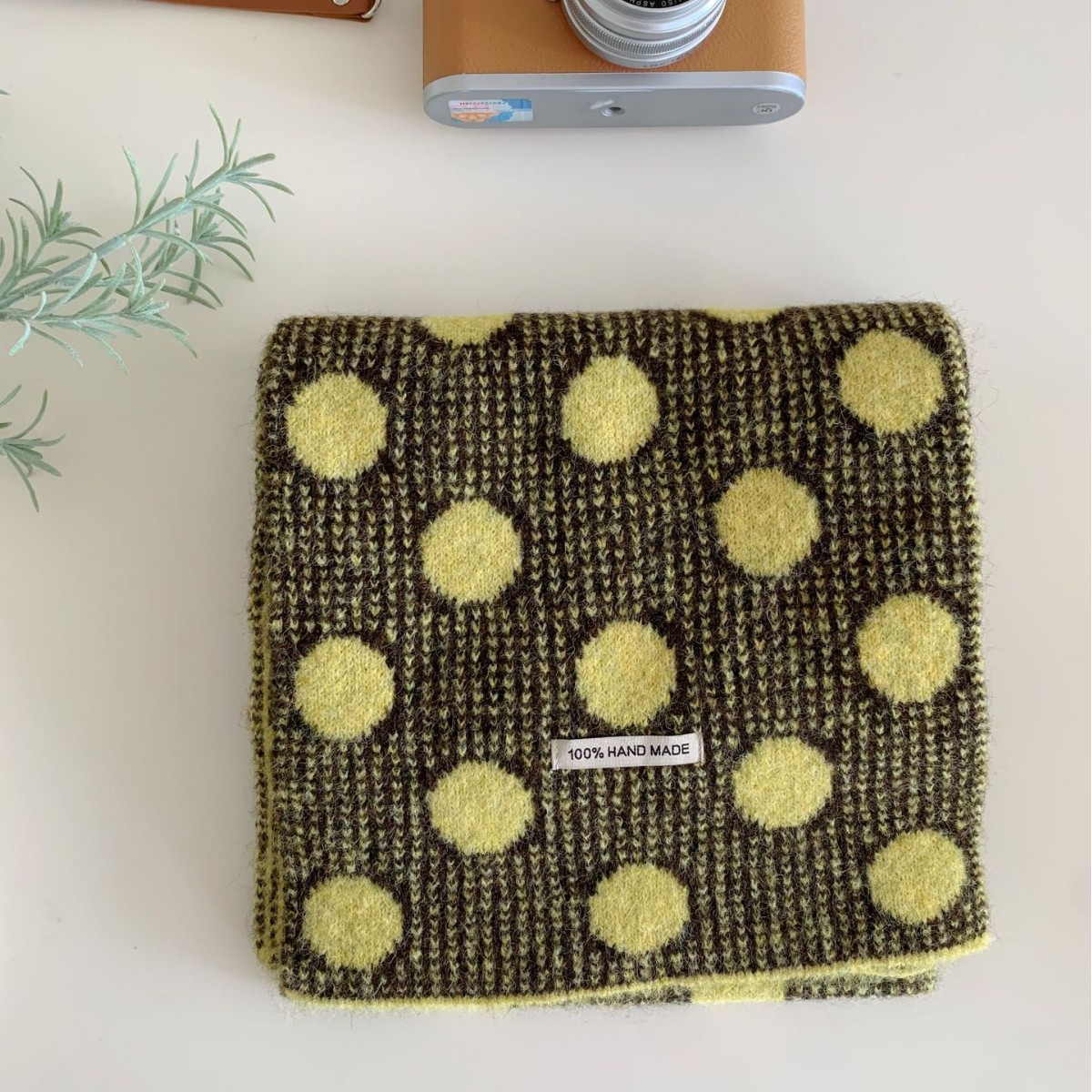 Korean-style Retro Polka-dot Knitted Scarf For Women photo 5