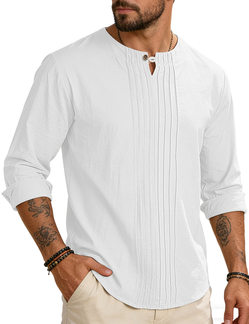 Men's Round-neck, Loose-fit Outerwear Pullover Shirt photo 7