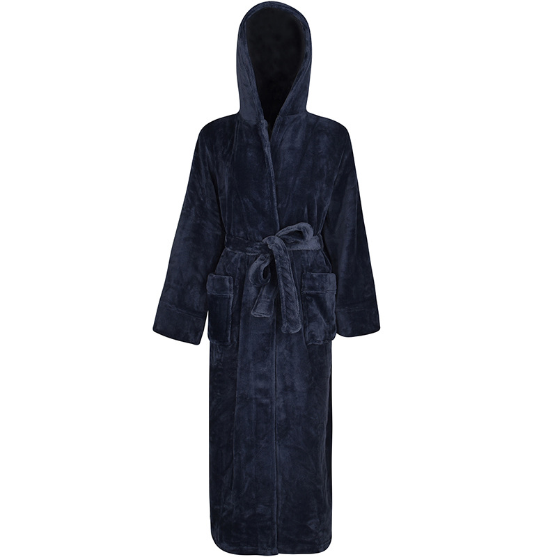 Mens Winter Hooded Thickened Long-Style Nightgown photo 3