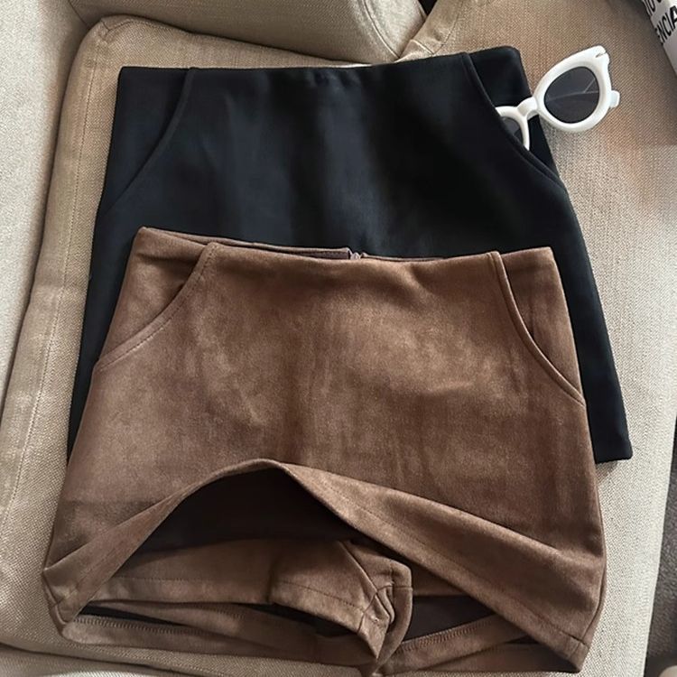 Korean-style Suede High-waisted Bodycon Skirt photo 1
