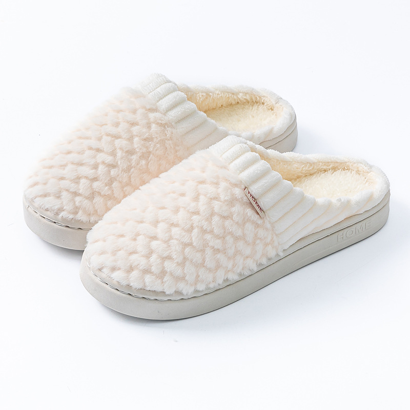 Autumnwinter Color-block Plush Slippers With A Soft Foot Feel photo 6