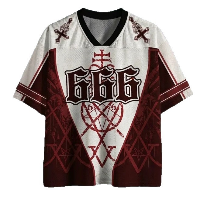 Retro Color-Block V-Neck Loose Sports Jersey photo 2