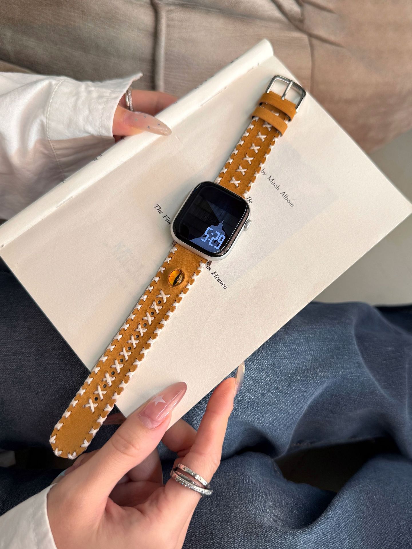 Fashionable Cat-eye Glazed Handmade Stitched Watch Strap photo 4