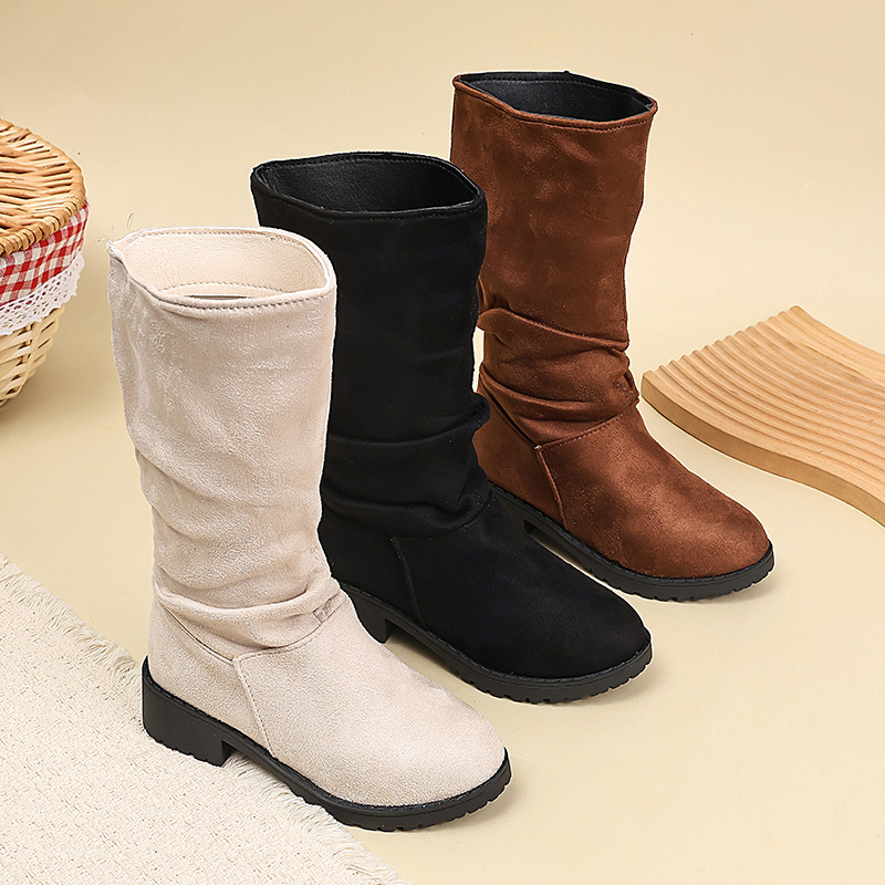 Korean-style Velvet-lined High-top Kids' Fashion Boots photo 1